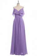 Rust Orange Straps Ruffled A-Line Bridesmaid Dress