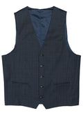Ryan 107 Blue Check Wool Stretch Waistcoat