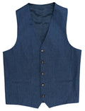 Ryan 340 Blue Linen Cotton Stretch Waistcoat