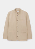 Sand Herringbone Cotton Linen Nehru Jacket, Nehru Jacket - SIRPLUS
