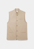 Sand Herringbone Cotton Linen Nehru Waistcoat, Nehru Waistcoat - SIRPLUS