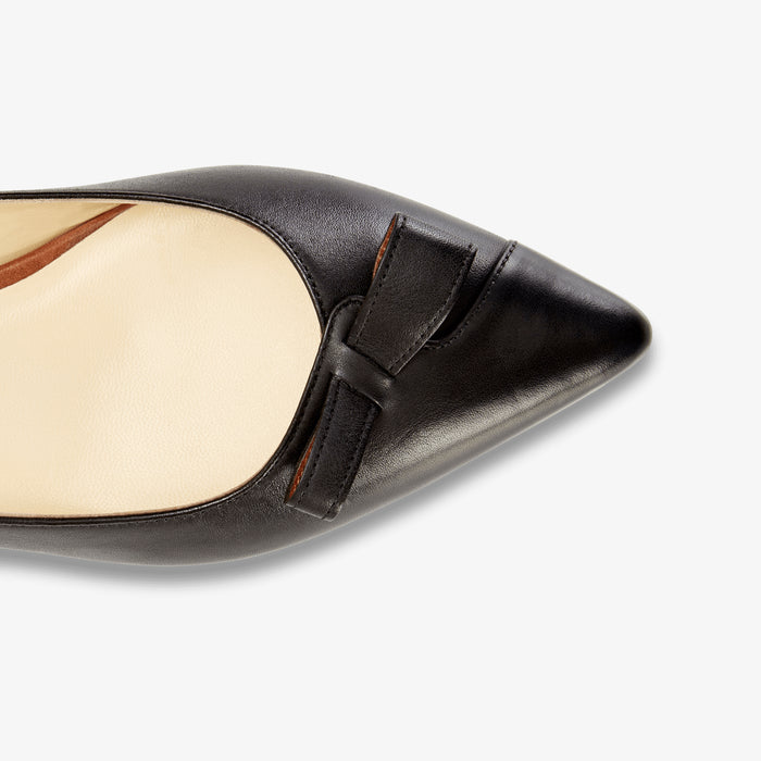image of the  natalie flat in black vachetta