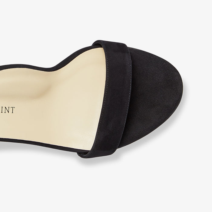 image of the perfect block sandal in black suede