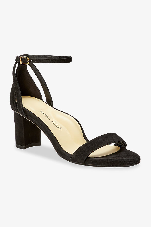 image of the perfect perfect block sandal in black suede | Exclude | Grid