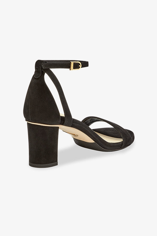 image of the perfect perfect block sandal in black suede | Exclude | Grid Hover