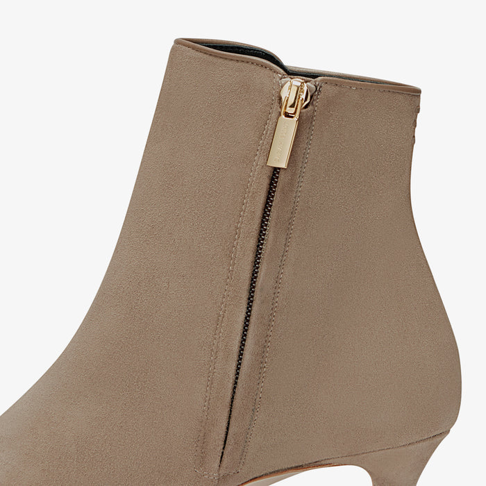 image of the perfect dress bootie in taupe suede