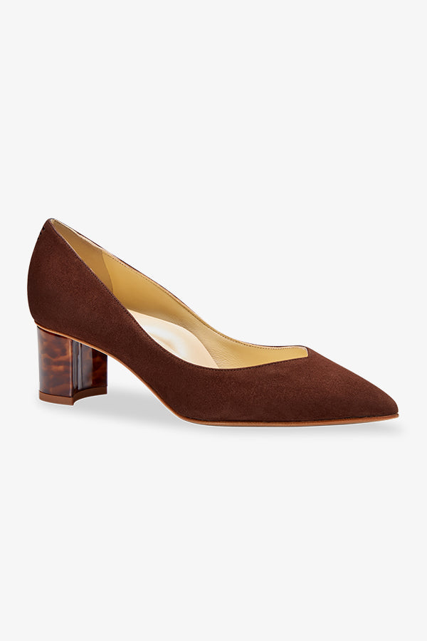 image of the perfect emma pump in espresso suede | Exclude | Grid