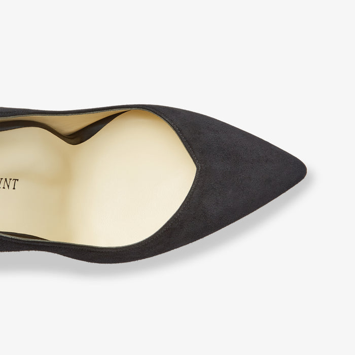 image of the perfect pump in black suede