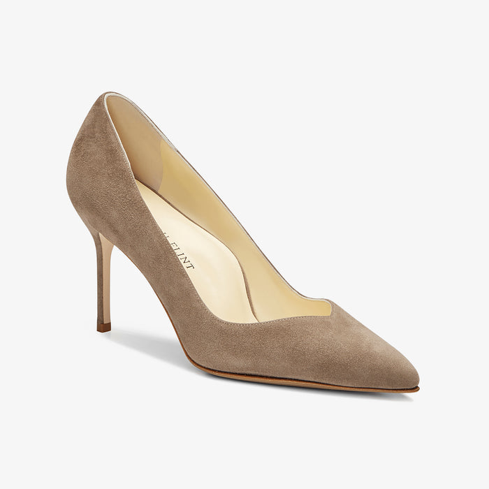 image of the perfect pump in taupe suede