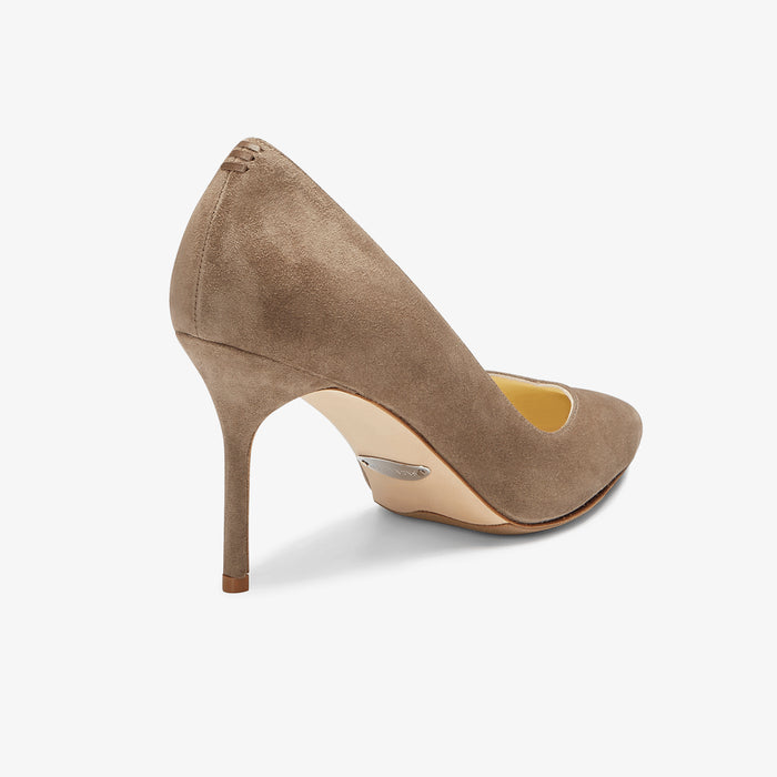 image of the perfect pump in taupe suede