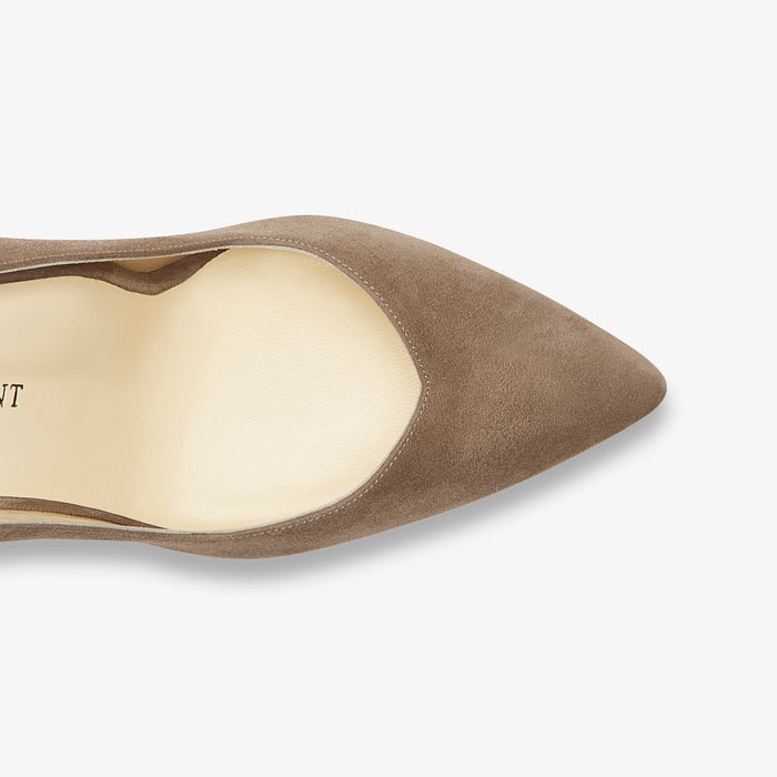 image of the perfect pump in taupe suede