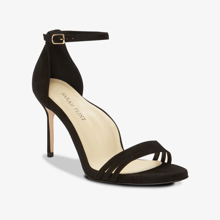image of the perfect sandal in black suede