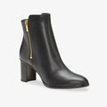 image of the perfect zip bootie in black leather | Lead