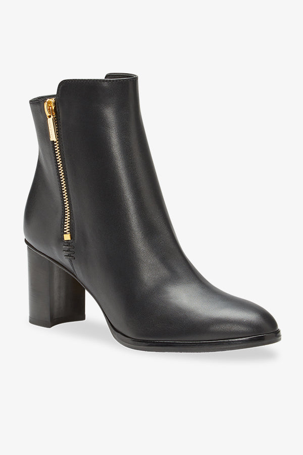 image of the perfect zip bootie in black leather | Exclude | Grid