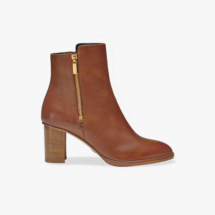 image of the perfect zip bootie in saddle vachetta