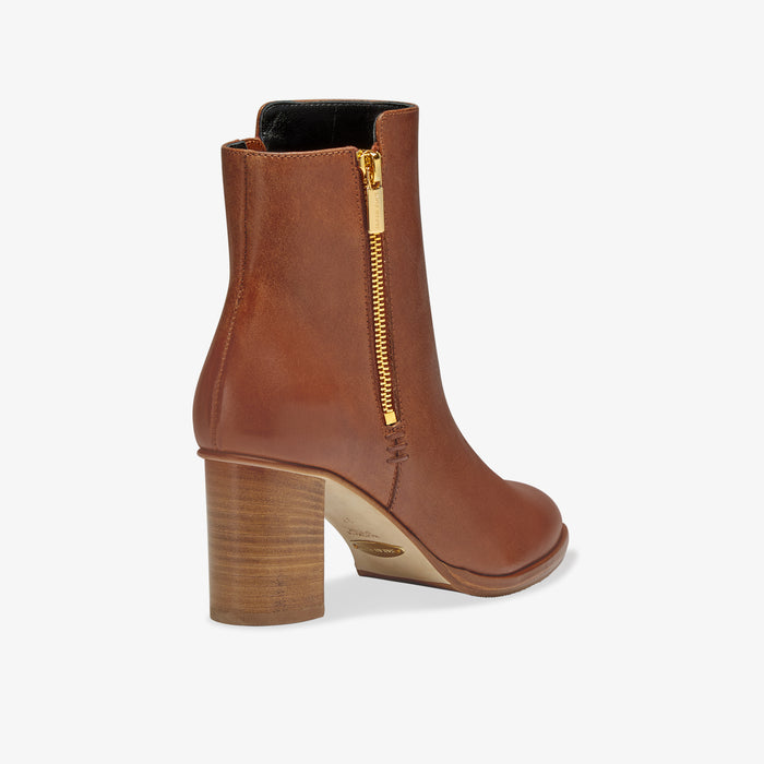 image of the perfect zip bootie in saddle vachetta