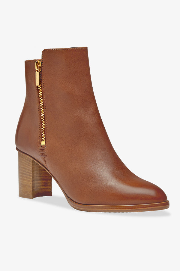 image of the perfect zip bootie in saddle vachetta | Exclude | Grid
