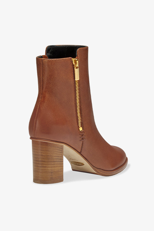 image of the perfect zip bootie in saddle vachetta | Exclude | Grid Hover