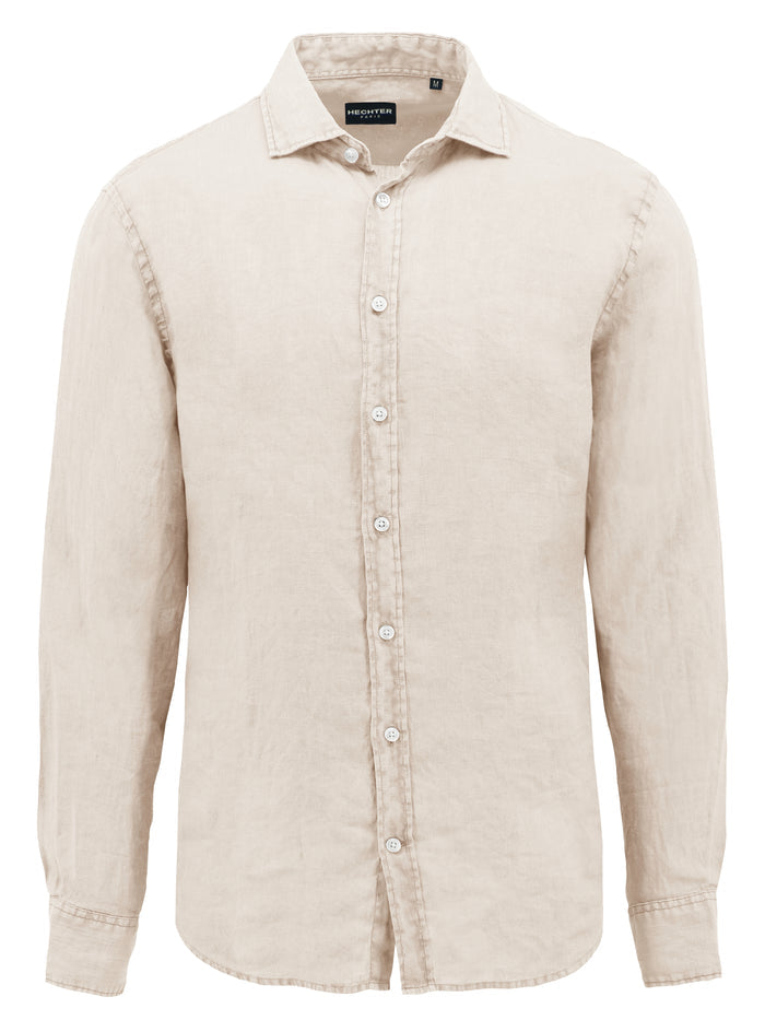 Sel 664 Sand Linen Cotton Casual Shirt