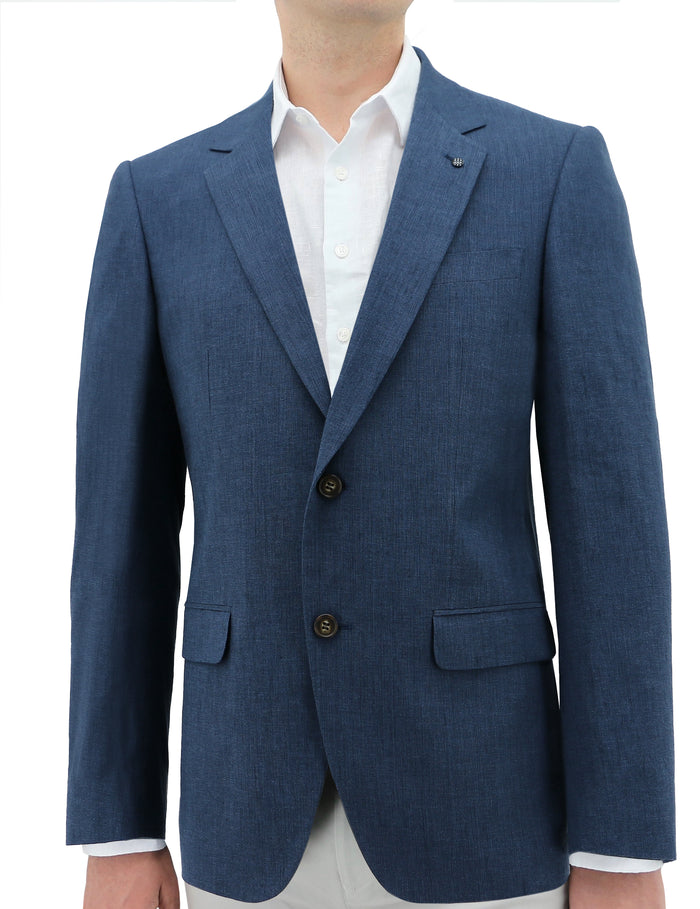 Shape Buggy 340 Blue Linen Cotton Stretch Tailored Jacket