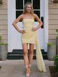 Sheath Strapless Homecoming Dress with Drape