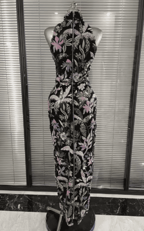 Sheryl Off Shoulder Floral Embroidered Bodycon Long Dress