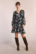 black silver floral dress