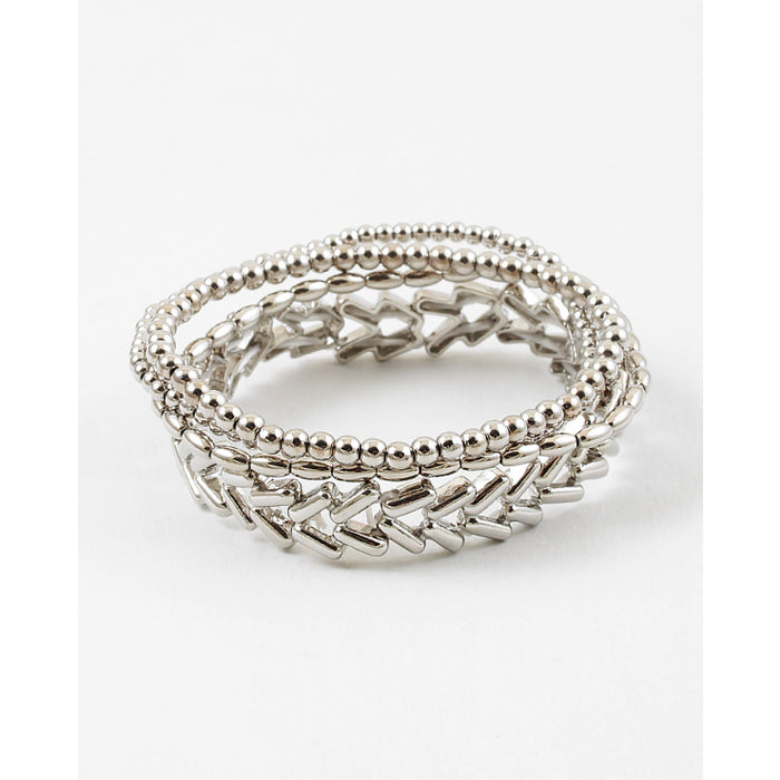 silver bead stack bracelet