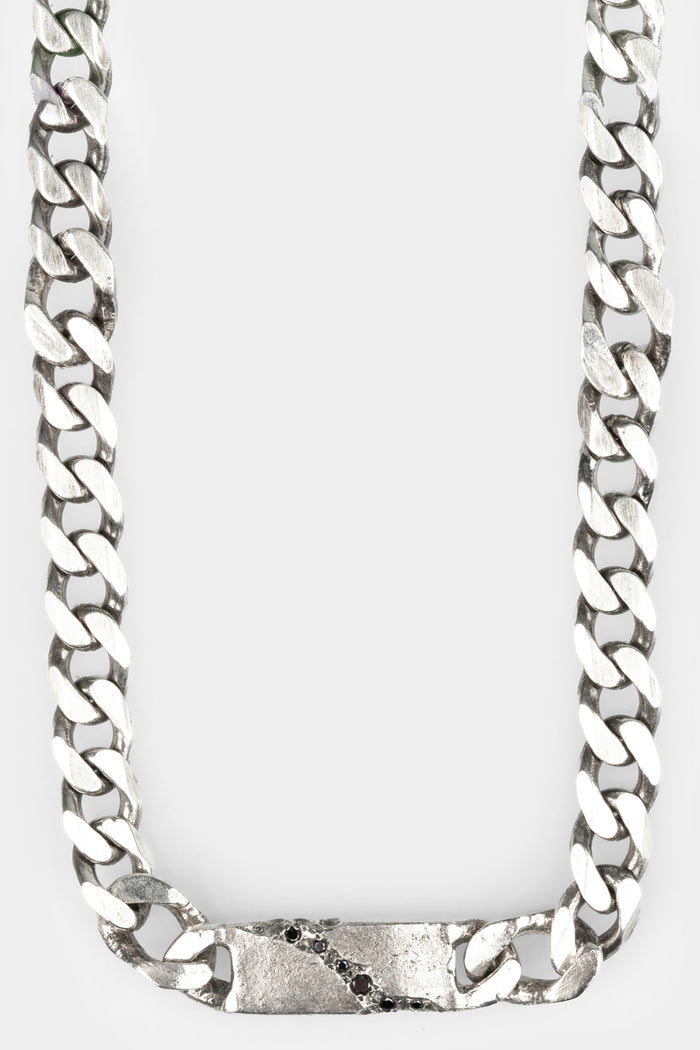 Enri Mars | Silver chain necklace w. black diamonds