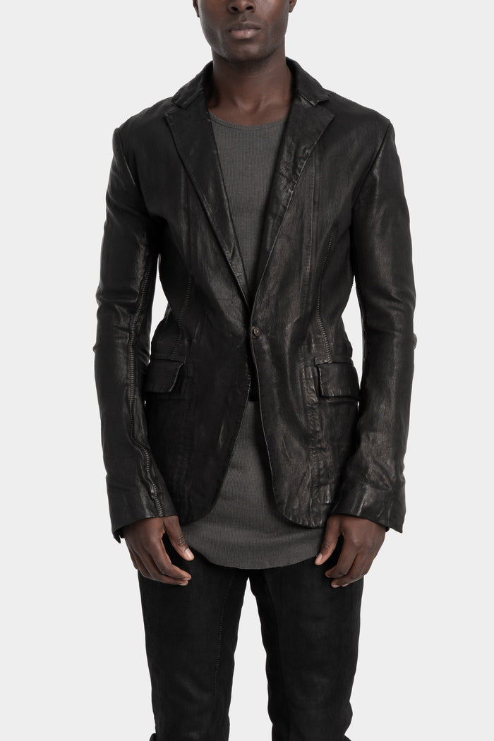 Single button leather blazer