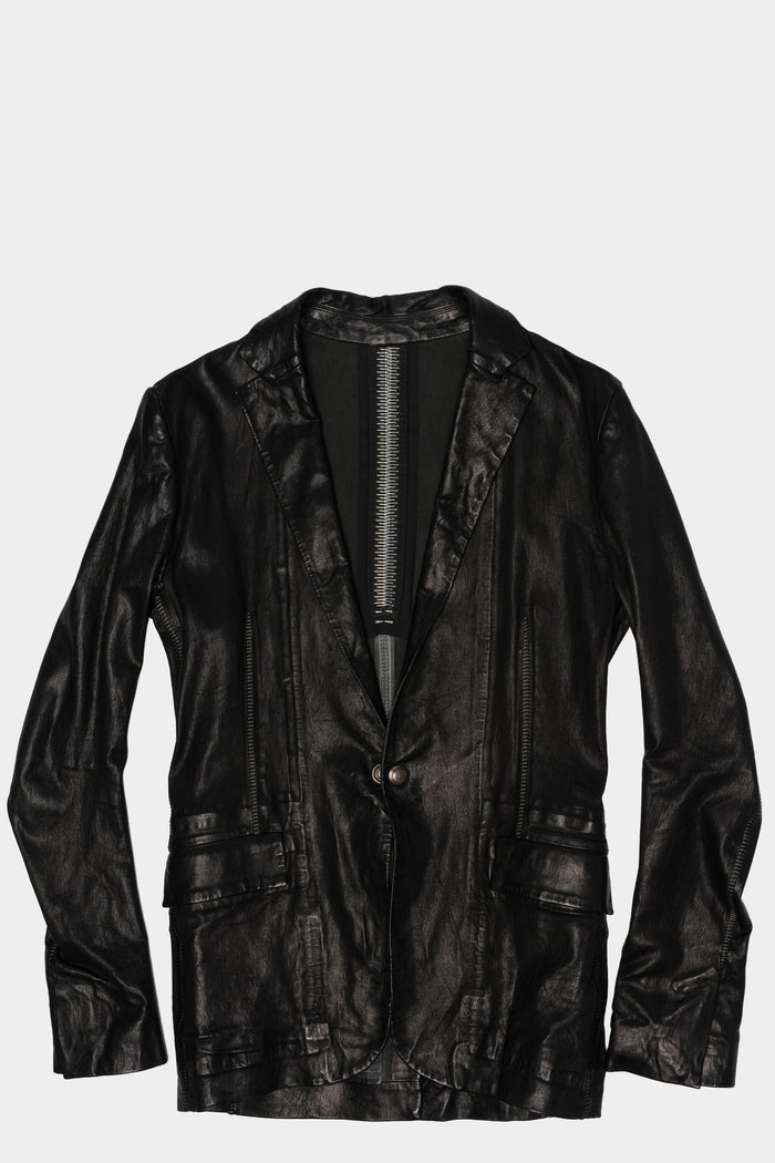 Single button leather blazer