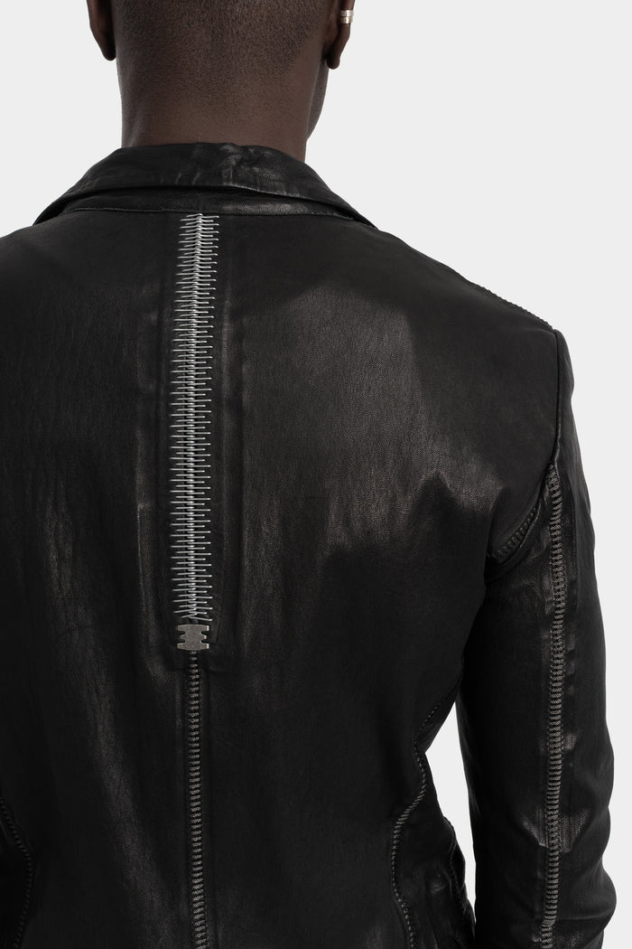 Single button leather blazer