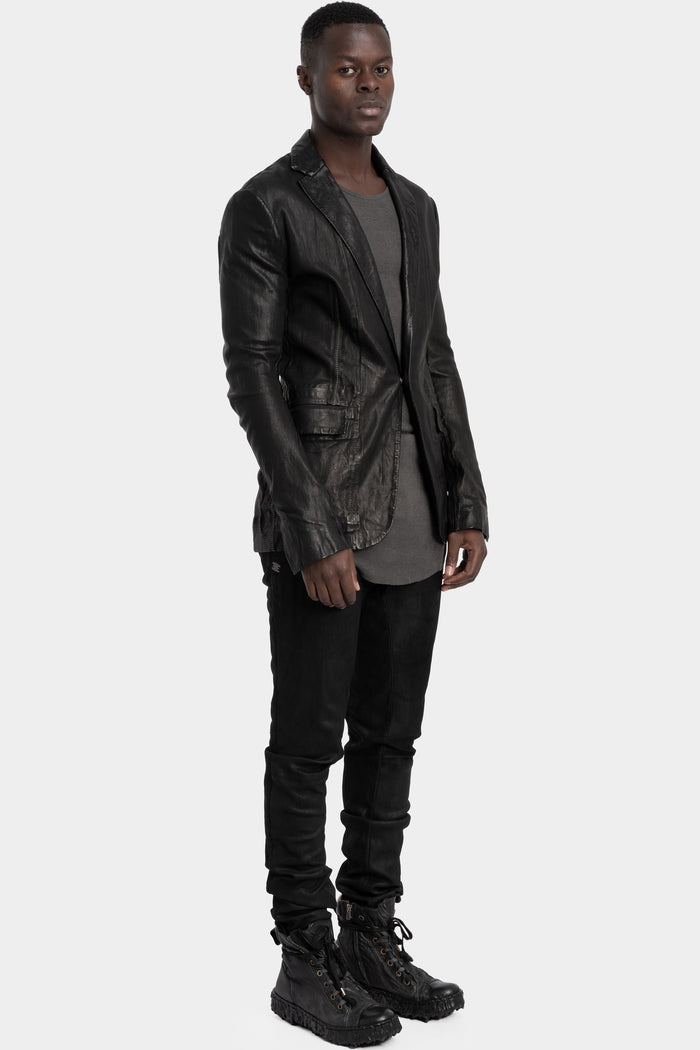 Single button leather blazer