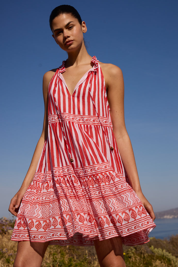 Sleeveless Tiered Short- Santorini Red
