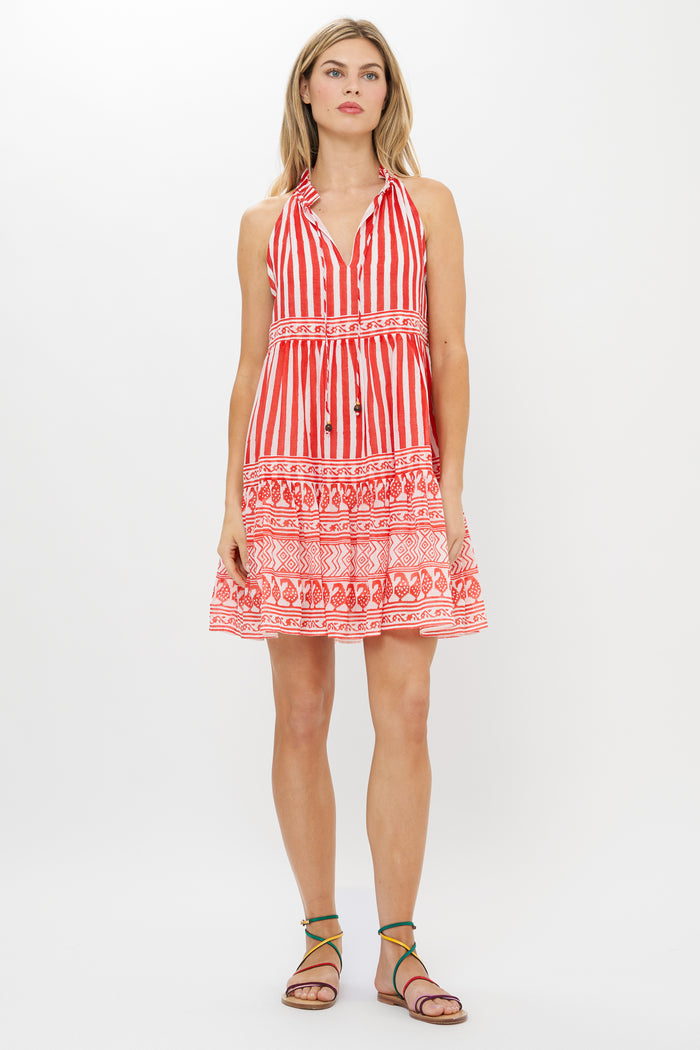 Sleeveless Tiered Short- Santorini Red