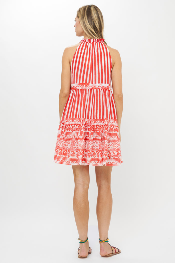 Sleeveless Tiered Short- Santorini Red