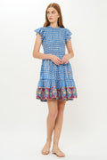 Smocked Flirty Short- Aster Blue