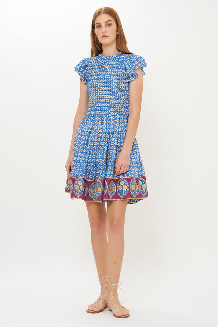 Smocked Flirty Short- Aster Blue