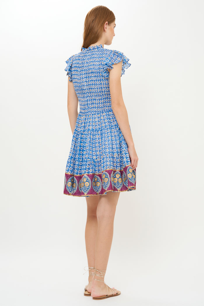 Smocked Flirty Short- Aster Blue