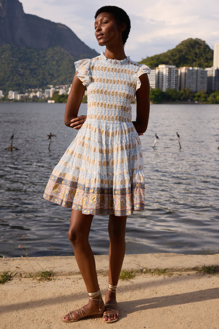 Smocked Flirty Short- Geneva Blue
