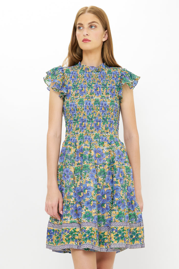 Smocked Flirty Short- Matera Blue