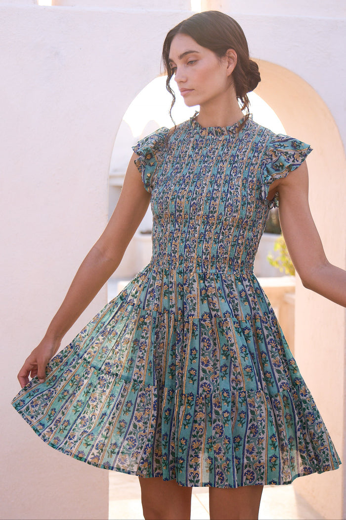 Smocked Flirty Short- Taj Aqua