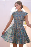 Smocked Flirty Short- Taj Aqua