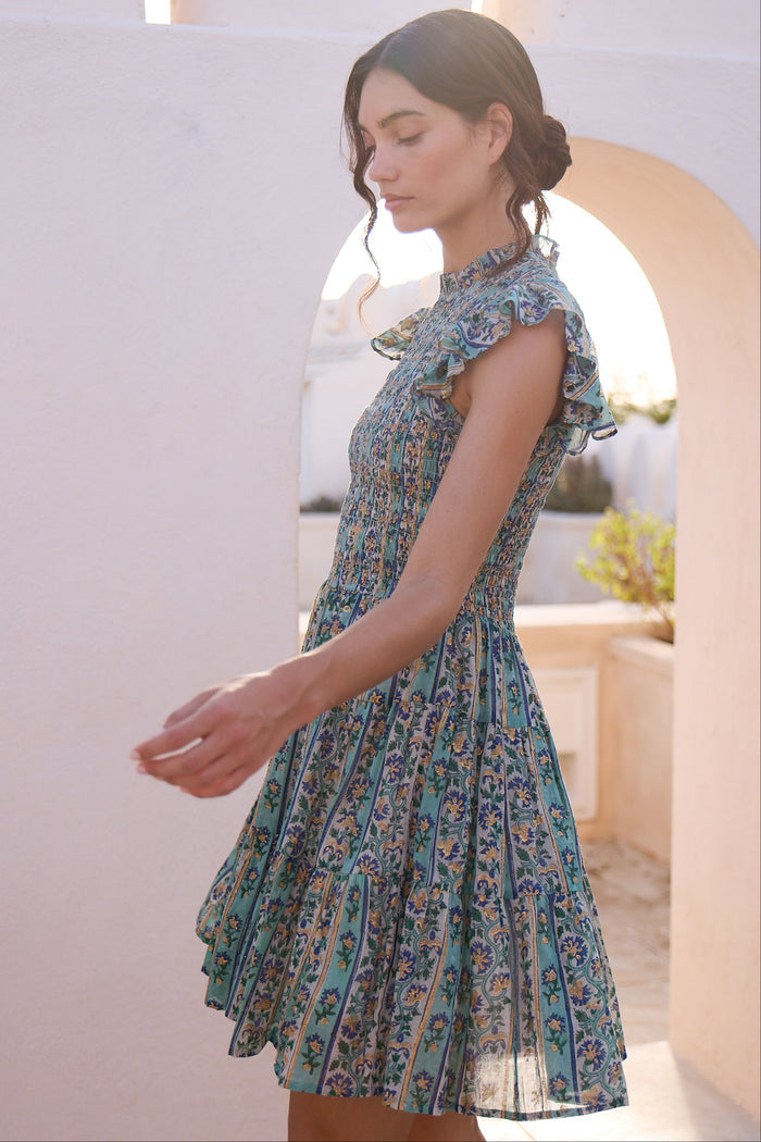 Smocked Flirty Short- Taj Aqua