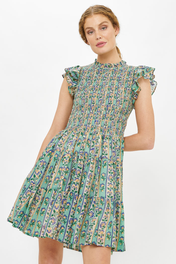 Smocked Flirty Short- Taj Aqua