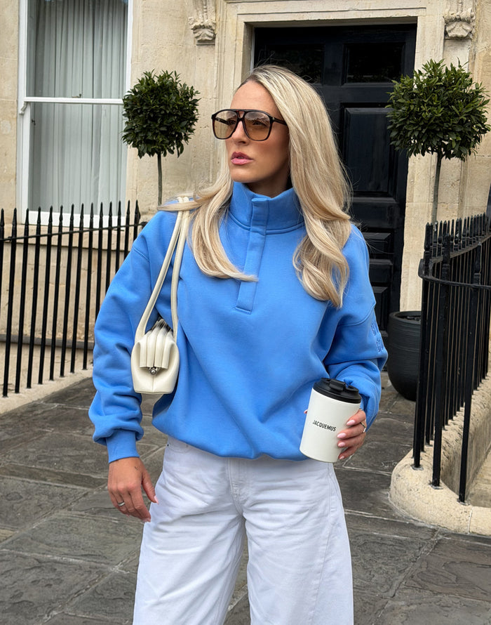 Snap Collar Sierra Sweatshirt in Periwinkle Blue