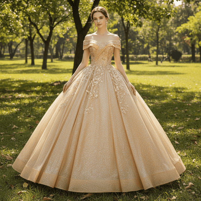Sparky Off The Shoulder Ball Gown Lace Applique Quinceanera Dresses - Rosymae