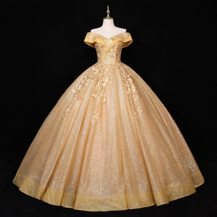 Sparky Off The Shoulder Ball Gown Lace Applique Quinceanera Dresses - Rosymae