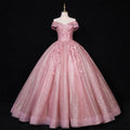 Sparky Off The Shoulder Ball Gown Lace Applique Quinceanera Dresses - Rosymae