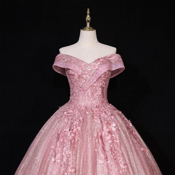Sparky Off The Shoulder Ball Gown Lace Applique Quinceanera Dresses - Rosymae